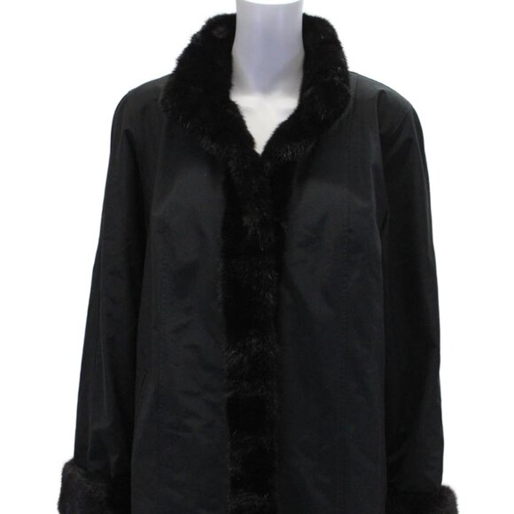 50% OFF! - Coat Loro Piana Black Storm System Mink Trim Rabbit Lined Large 12 - Picture 6 of 11